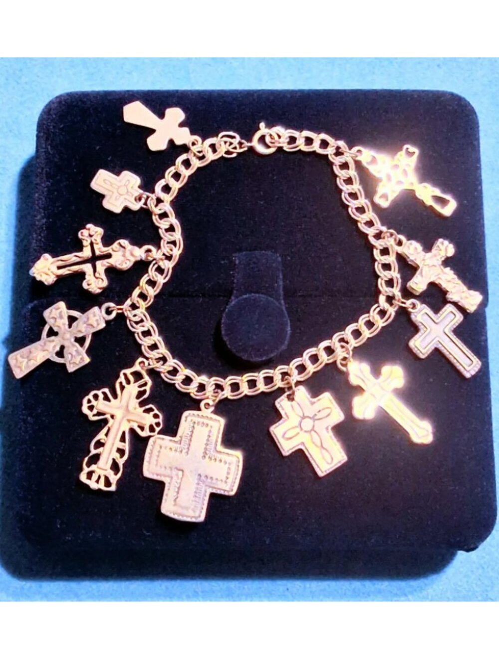 Sterling Silver Cross Charm Bracelet Size 7 Inch